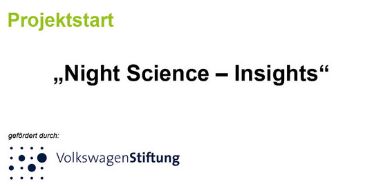 Kachel mit dem Text "Projektstart: Night Science - Insights"
