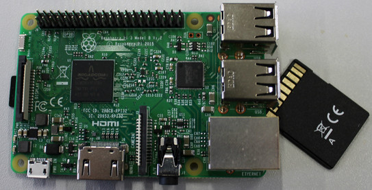 Einplatinencomputer Raspberry Pi mit SD-Karte